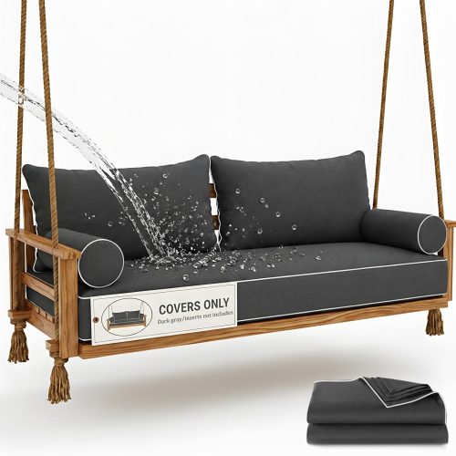 Outdoor Twin Size Mattress Cover for Swing Bed, 6inch Twin Size Outdoor Porch Swing Bed Cushion Cover,Fitted Sheet Covers Daybed Cushion Bolster Pillow, Only Covers