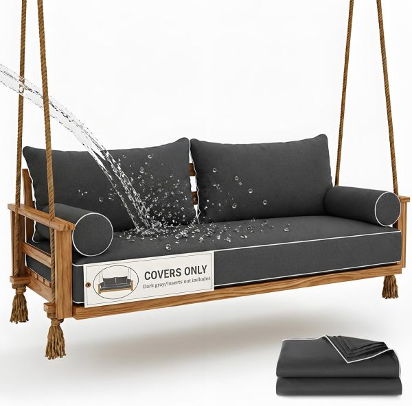 CT0430496JS_1 Outdoor Twin Size Mattress Cover for Swing Bed, 6inch Twin Size Outdoor Porch Swing Bed Cushion Cover,Fitted Sheet Covers Daybed Cushion Bolster Pillow, Only Covers
