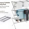 Displays By Jack Portable Collapsible Clothing Dryer Rack, Foldable Drying Rack for Clothes, Lingerie, Towels, Linens, Laundry Home Apartment Must Haves, Metal Chrome Finish