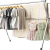 CT0431740JS_1 URYAN 79 Inches Stainless Steel Clothes Drying Rack, Heavy Duty Laundry Drying Rack Folding Indoor Outdoor, Portable Drying Rack Clothing, Free-Standing Laundry Stand with 20 Windproof Hooks
