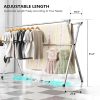 CT0431740JS_3 URYAN 79 Inches Stainless Steel Clothes Drying Rack, Heavy Duty Laundry Drying Rack Folding Indoor Outdoor, Portable Drying Rack Clothing, Free-Standing Laundry Stand with 20 Windproof Hooks