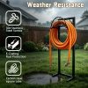 Garden Hose Holder, Heavy Duty Stainless Steel Garden Hose Reel with Triangle Reinforcement, Supports 150 ft Hose, 45-Inch Ergonomic Water Hose Stand for Outside, Black