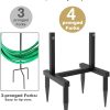 Artigarden Outdoor Garden Hose Holder Freestanding with 4 Spikes, Heavy Duty Metal Water Hose Reel Stand Hanger Rack Organizer Holds Storage 150ft Hose for Outside Yard Lawn, Black