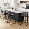 CT0432374JS_4 REONEY Bar Stools Set of 3, 26" Urban Faux Leather Counter Stools, Grey | Modern Armless Bar Chairs, Waterproof Leather Seat, with Metal Legs and Footrest, Curved Back Support, for Kitchen Island Pub