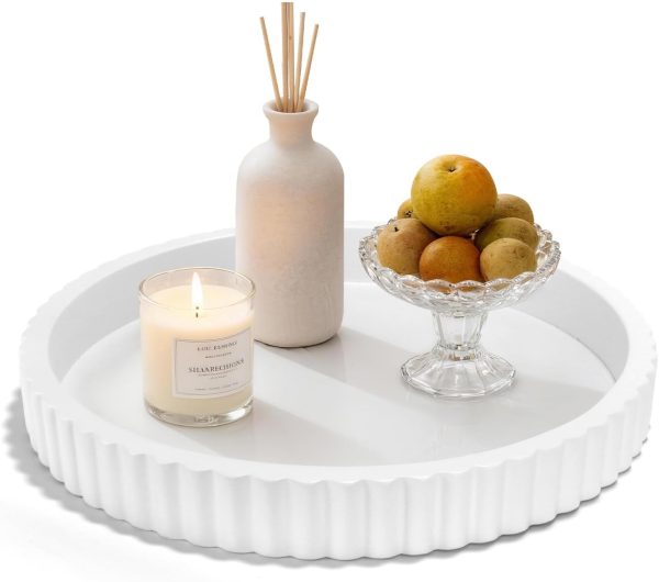 Decorative Tray for Coffee Table, 12'' Resin Round Tray for Home Decor