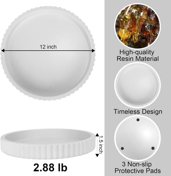 Decorative Tray for Coffee Table, 12'' Resin Round Tray for Home Decor