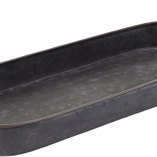 CT0432941JS_1 Hipiwe Industrial Style Metal Iron Tray Rustic Galvanized Serving Trays | Home Decorative Centerpiece Tray for Coffee Table, Farmhouse Breakfast Serving Tray with Handles (Oval)