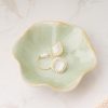 Mecaikru Ceramic Trinket Dish, 4in Ring Tray with Kiln Glaze Jewelry Dish | Raised edges keep tiny accessories gathered in one spot, keeping earrings, necklaces and keys easy to see and reach.