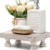 EOSAHR Square Wood Riser for Home Decor &Display Stand for Kitchen, Natural | 8.5" Display Riser, Non-Slip Feet, Bathroom Counter Organizer, Soap Holder, Plant Stand, Farmhouse Decor