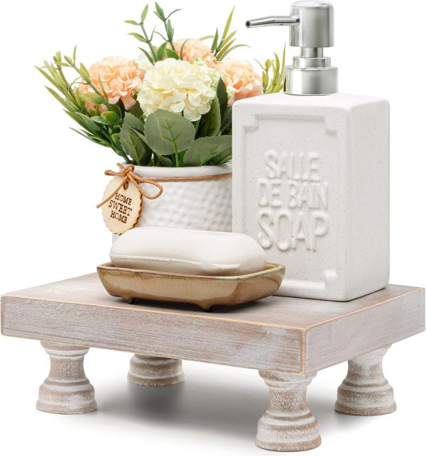EOSAHR Square Wood Riser for Home Decor &Display Stand for Kitchen, Natural | 8.5" Display Riser, Non-Slip Feet, Bathroom Counter Organizer, Soap Holder, Plant Stand, Farmhouse Decor
