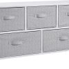 Amazon Basics Extra Wide Fabric 5-Drawer Storage Organizer Unit for Bedroom Closet, White