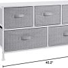 Amazon Basics Extra Wide Fabric 5-Drawer Storage Organizer Unit for Bedroom Closet, White