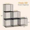 CT0433470JS_3 3PCS Stackable Closet Organizers and Storage, Shelves with Wood Top Extra Storage, Clothes Organizer Basket, Bin, or Tube for Wardrobe and Home Organization (Black-Sturdy Metal) Patent Pending