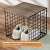 CT0433470JS_4 3PCS Stackable Closet Organizers and Storage, Shelves with Wood Top Extra Storage, Clothes Organizer Basket, Bin, or Tube for Wardrobe and Home Organization (Black-Sturdy Metal) Patent Pending