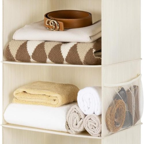 StorageWorks 3-Shelf Hanging Closet Organizer with Half Compartment