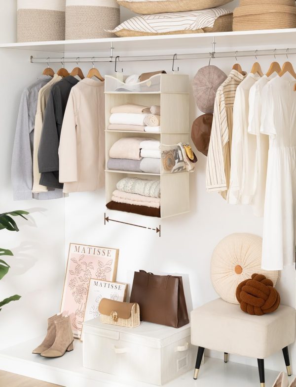 StorageWorks 3-Shelf Hanging Closet Organizer with Half Compartment