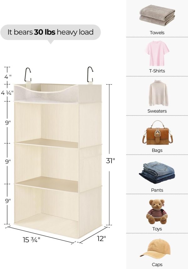 StorageWorks 3-Shelf Hanging Closet Organizer with Half Compartment
