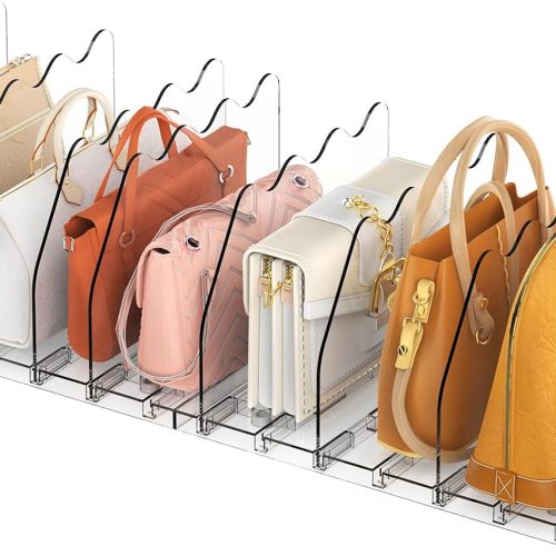 CT0433554JS_1 Ronlap Purse Storage Organizer for Closet Clear Shelf Dividers Rack, 2 Pack