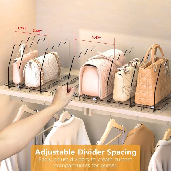 Ronlap Purse Storage Organizer for Closet Clear Shelf Dividers Rack, 2 Pack