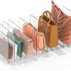 CT0433558JS_1 GoMaihe Purse Organizer for Closet: Adjustable Clear Handbag Storage Shelf | Plastic Clutch Dividers | Minimal | Keep Purses upright