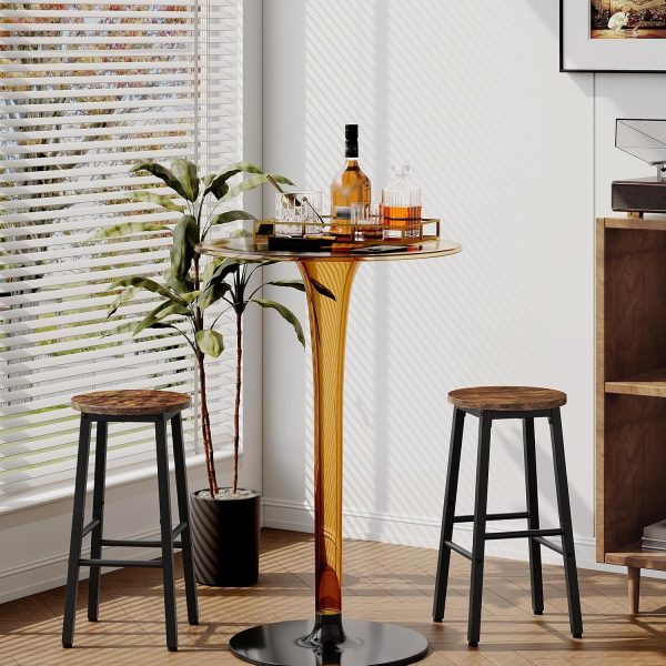 HOOBRO Bar Stools, Barstools Set of 2,Counter Height Barstools, 24.8" Bar Stools for Kitchen Island, Industrial Bar Chairs, for Dining Room, Kitchen, Bar, Rustic Brown and Black BF07BY01G1