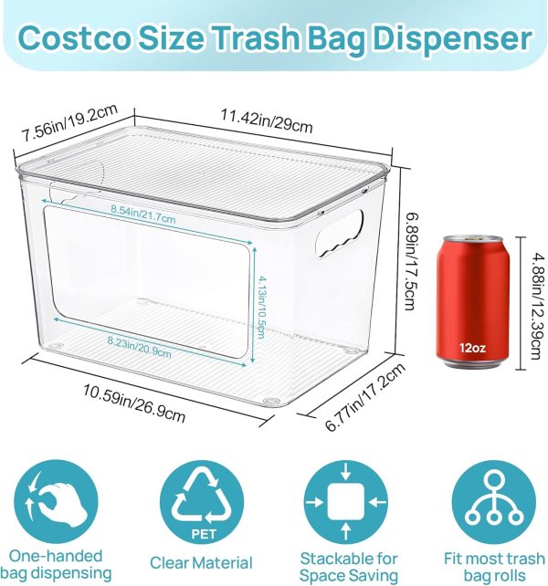 Vtopmart 2 Pack Clear Trash Bag Holder, Stackable Garbage Bag Dispenser