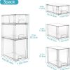 CT0433928JS_3 Vtopmart 3 Pack Clear Stackable Storage Drawers,Easy to Assemble Bathroom Organizers and Storage with handles,Plastic Drawers for Kitchen Pantry,Cabinet,Under Sink Organization | Tall, Medium and Small Pull-Out PET Drawers with Stackable Design for Bathroom Under-Sink Storage and Vertical Organization