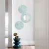 3PCS Natural Mother of Pearl Beach Mirror Wall Art Room Decor,Blue | Handmade Ocean Round Wall Hanging Sculptures,Coastal Art Decor for Living Room Bedroom Hallway Entry Bathroom Holiday Hotel
