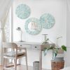 3PCS Natural Mother of Pearl Beach Mirror Wall Art Room Decor,Blue | Handmade Ocean Round Wall Hanging Sculptures,Coastal Art Decor for Living Room Bedroom Hallway Entry Bathroom Holiday Hotel