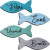 CT0434250JS_1 4 Pcs Beach Bathroom Wooden Fish Wall Decor Coastal Art Sign Relax Soak Unwind Coastal Wall Fish Summer Decor for Home Spa Bathroom