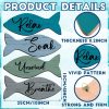CT0434250JS_2 4 Pcs Beach Bathroom Wooden Fish Wall Decor Coastal Art Sign Relax Soak Unwind Coastal Wall Fish Summer Decor for Home Spa Bathroom
