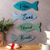 CT0434250JS_3 4 Pcs Beach Bathroom Wooden Fish Wall Decor Coastal Art Sign Relax Soak Unwind Coastal Wall Fish Summer Decor for Home Spa Bathroom