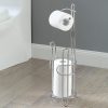 CT0434326JS_2 SunnyPoint Freestanding Toilet Paper Holder with Storage – Holds 3 Spare Rolls, Heavy-Duty Steel, Chrome Finish, Easy Assembly, Space-Saving Bathroom Organizer