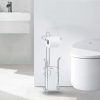 CT0434326JS_3 SunnyPoint Freestanding Toilet Paper Holder with Storage – Holds 3 Spare Rolls, Heavy-Duty Steel, Chrome Finish, Easy Assembly, Space-Saving Bathroom Organizer