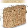 efluky Toilet Paper Storage Basket, Water Hyacinth Slim Toilet Paper Holder with Lid- Holds Up to 9 Mega Rolls, Home Bathroom Decor Organizer