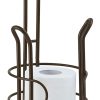 SunnyPoint Freestanding Toilet Paper Holder with Storage – Holds 3 Spare Rolls, Heavy-Duty Steel, Oil Bronze Finish, Easy Assembly, Space-Saving Bathroom Organizer