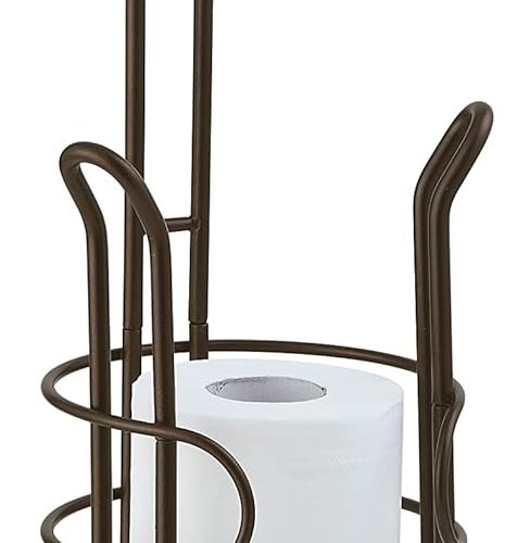 SunnyPoint Freestanding Toilet Paper Holder with Storage – Holds 3 Spare Rolls, Heavy-Duty Steel, Oil Bronze Finish, Easy Assembly, Space-Saving Bathroom Organizer