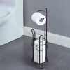 SunnyPoint Freestanding Toilet Paper Holder with Storage – Holds 3 Spare Rolls, Heavy-Duty Steel, Oil Bronze Finish, Easy Assembly, Space-Saving Bathroom Organizer