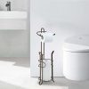 SunnyPoint Freestanding Toilet Paper Holder with Storage – Holds 3 Spare Rolls, Heavy-Duty Steel, Oil Bronze Finish, Easy Assembly, Space-Saving Bathroom Organizer