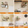 CT0434363JS_2 VITVITI Toilet Paper Holder with Shelf, Wall Mounted Toilet Paper Storage Basket, Wood Metal Toilet Roll and Wipes Holder for Bathroom Farmhouse (Brown)