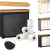 CT0434386JS_1 Toilet Paper Storage with Bamboo Lid,Black Foldable Basket | for Bathroom ,Holds 9 Mega/12 Regular Rolls,Waterproof Toilet Paper Holder Storage with Non-Slip Base,Black