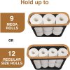 CT0434386JS_2 Toilet Paper Storage with Bamboo Lid,Black Foldable Basket | for Bathroom ,Holds 9 Mega/12 Regular Rolls,Waterproof Toilet Paper Holder Storage with Non-Slip Base,Black