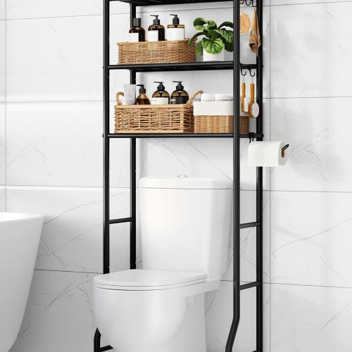 Kitsure Over Toilet Storage Rack, 63.2" H Space-Saving, Holder & Hooks