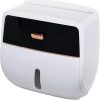 Toilet Paper Holder Wall Mount, Self Adhesive Paper Towels Holder with Drawer and Shelf Watertight Tissue Dispenser Semi-Auto Switch Toilet Tissue Roll Holders for Bathroom(Black)