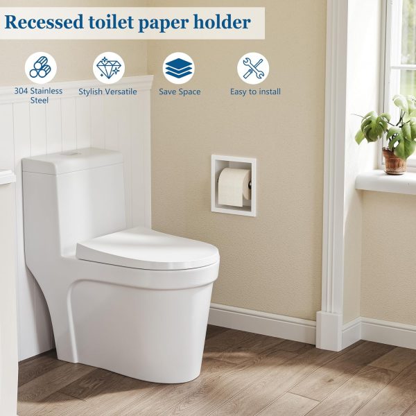 CT0434583JS_3 Neodrain White Recessed Toilet Paper Holder,for Standard/Mega Roll | 304 Stainless Steel,Built-in Wall Toilet Paper Holder ,Stylish Mega Roll Tissue Dispenser for Bathroom, RV