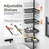 CT0434622JS_2 KEGII Corner Shower Caddy Tension Pole, Large Capacity Bathroom Organizer | 28 Hooks with Soap and Razor Holders, Heavy Duty 4-Tier Shelves for Family Bathtubs and Renters, Adjustable 25-114.2 inch