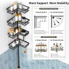 CT0434622JS_3 KEGII Corner Shower Caddy Tension Pole, Large Capacity Bathroom Organizer | 28 Hooks with Soap and Razor Holders, Heavy Duty 4-Tier Shelves for Family Bathtubs and Renters, Adjustable 25-114.2 inch