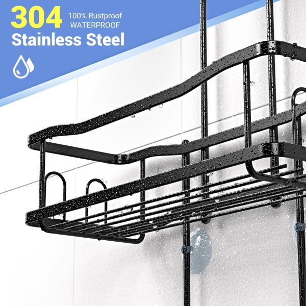 Hanging Shower Caddy Over Shower Head - No Drill Rustproof Shower Rack | Includes Soap Holder and Hooks for Shampoo, Conditioner, and Bathroom Essentials with Stable Storage in Any Shower Space