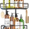 CT0434713JS_1 Skyapex Shower Caddy Hanging Bathroom Organizer: Over Head Adjustable Rack for Tall Showerhead - Extra Large Storage Shelf for Big Shampoo Bottles with Soap Holder