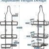 CT0434713JS_2 Skyapex Shower Caddy Hanging Bathroom Organizer: Over Head Adjustable Rack for Tall Showerhead - Extra Large Storage Shelf for Big Shampoo Bottles with Soap Holder